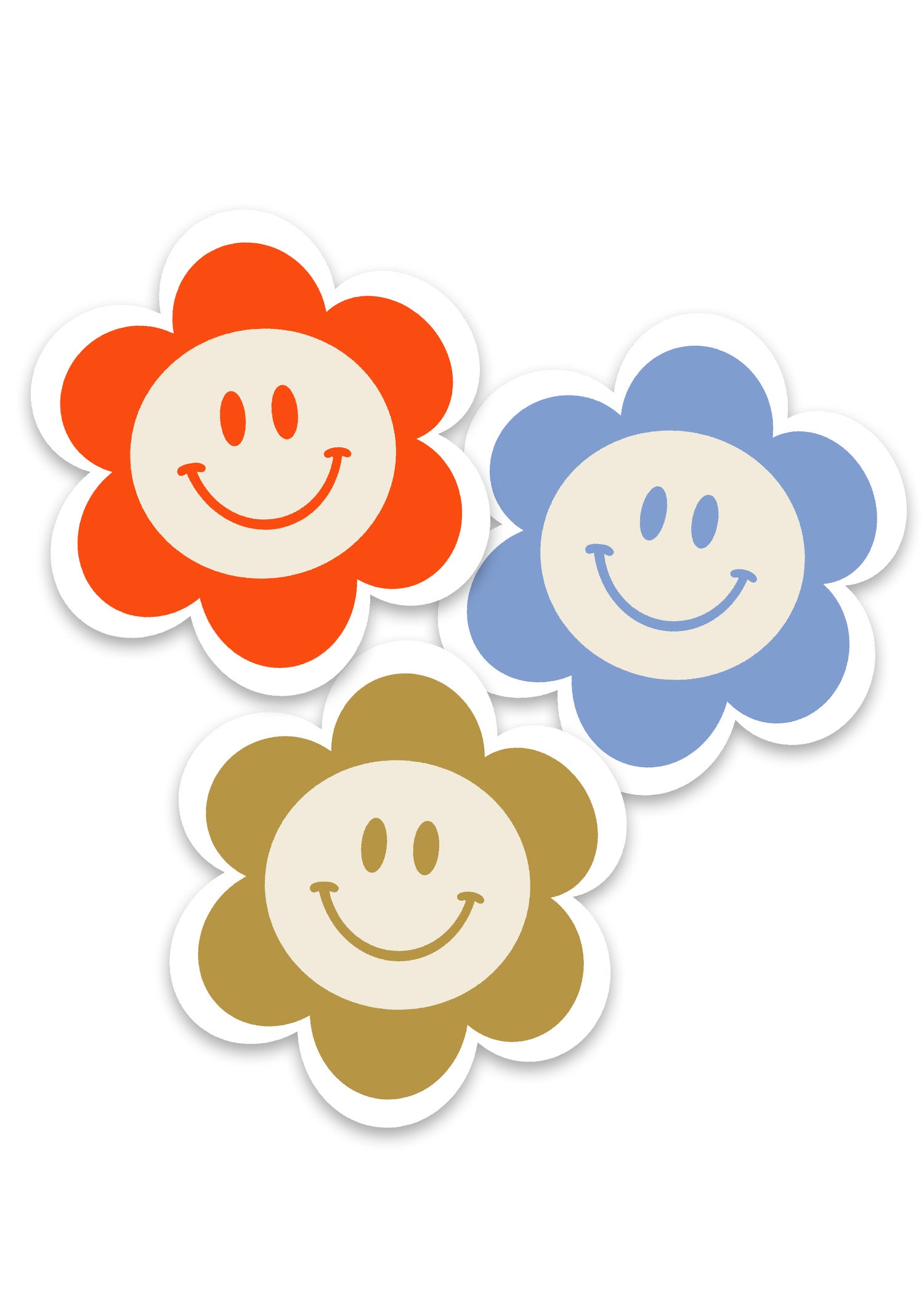 Retro Daisy Smiley Stickers
